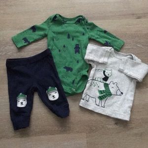 Baby boy bear tops and pants set